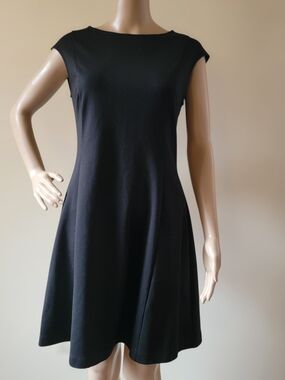 GAP Black Midi Fit-and-Flare Dress